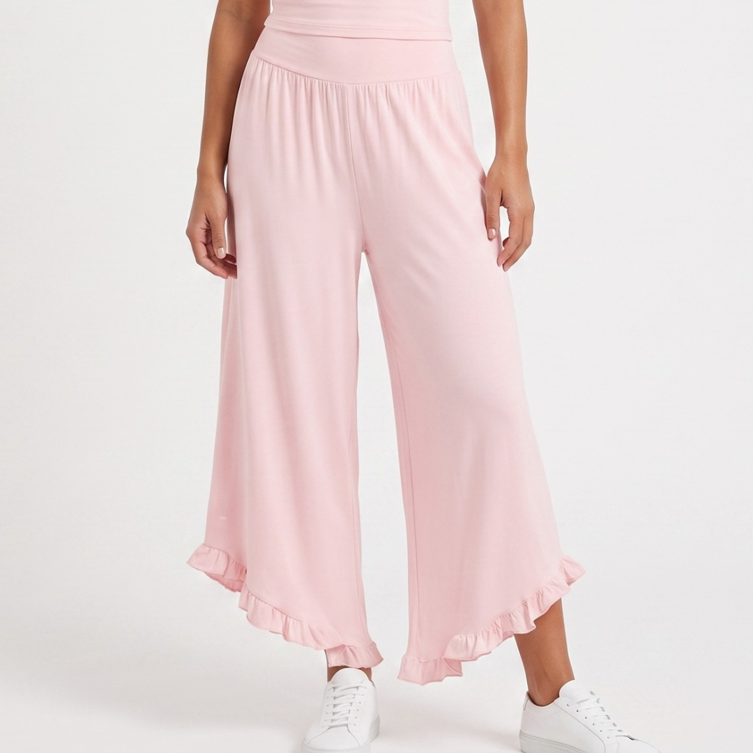 616 Ease Ruched Wide-Leg Pants